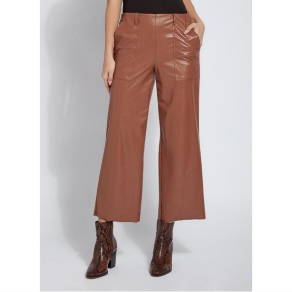 Like NEW!! Lyssé Veva Cropped Vegan Leather Pants Brown Size XS - Picture 16 of 16